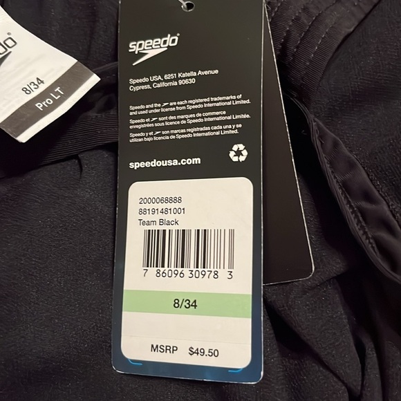 NWT Speedo Women's Swimsuit One Piece Prolt Super Pro Solid Adult Team Black - Picture 4 of 5